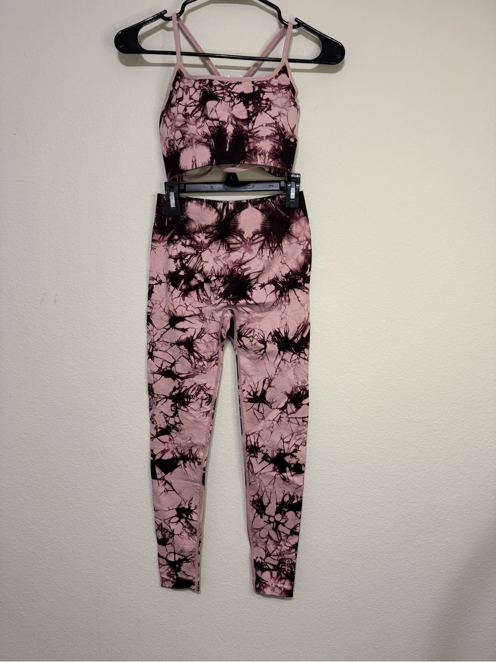 Women’s Pink & Black Tie-Dye High-Waist Leggings Set